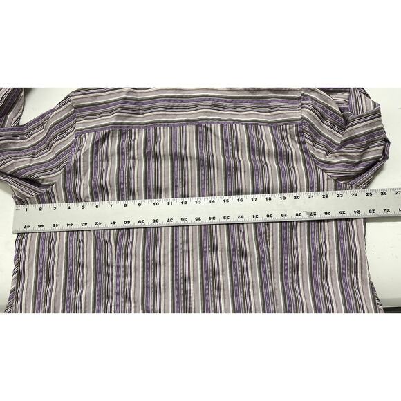 Fred David Top Women Plus 22W Purple Striped Button Up Long Sleeve Cotton Blend - Picture 5 of 6